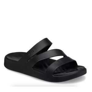 Crocs Getaway Strappy Sandals Womens 10 Black Platform Slip On Comfort Open Toe